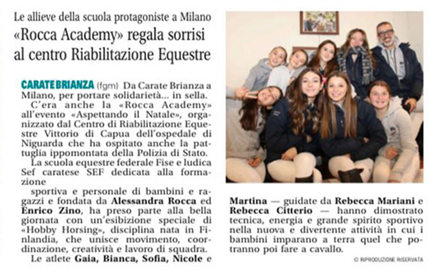 Team Rocca Academy Hobby Horse ospite Ospedale Niguarda Milano